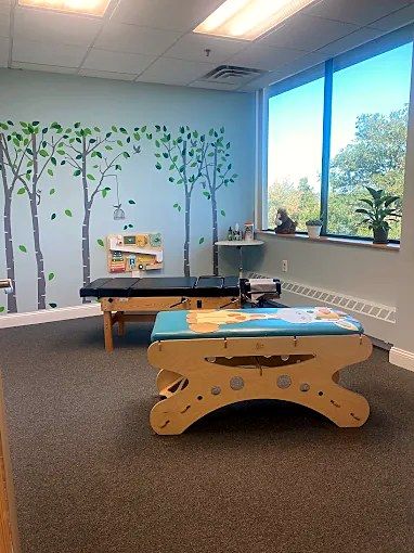 Pediatric adjusting room with tree mural